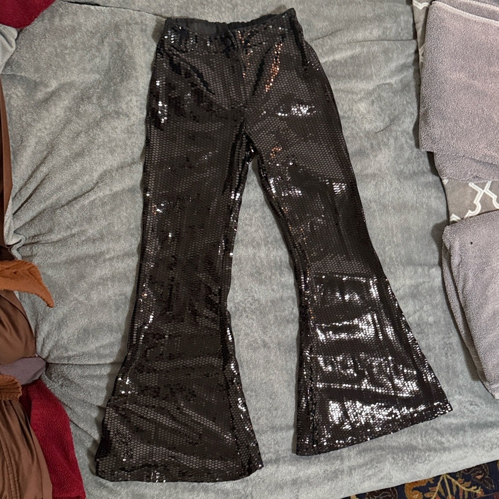 Foxblood Black Sequin Flare Pants—out of stock on site. NWT.